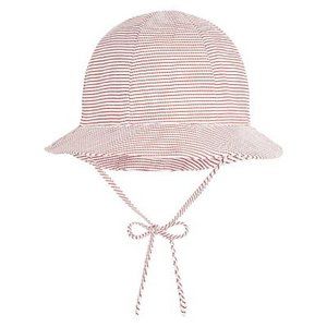 NEW jacadi Kid Baby Rouge Blanc Striped Sun Hat Adjustable String Tie Bow Fasten
